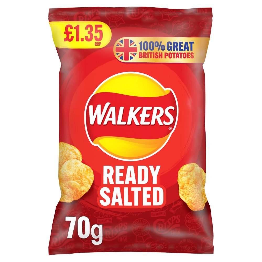 Walkers Ready Salted Crisps PMP 70g (Box of 18)