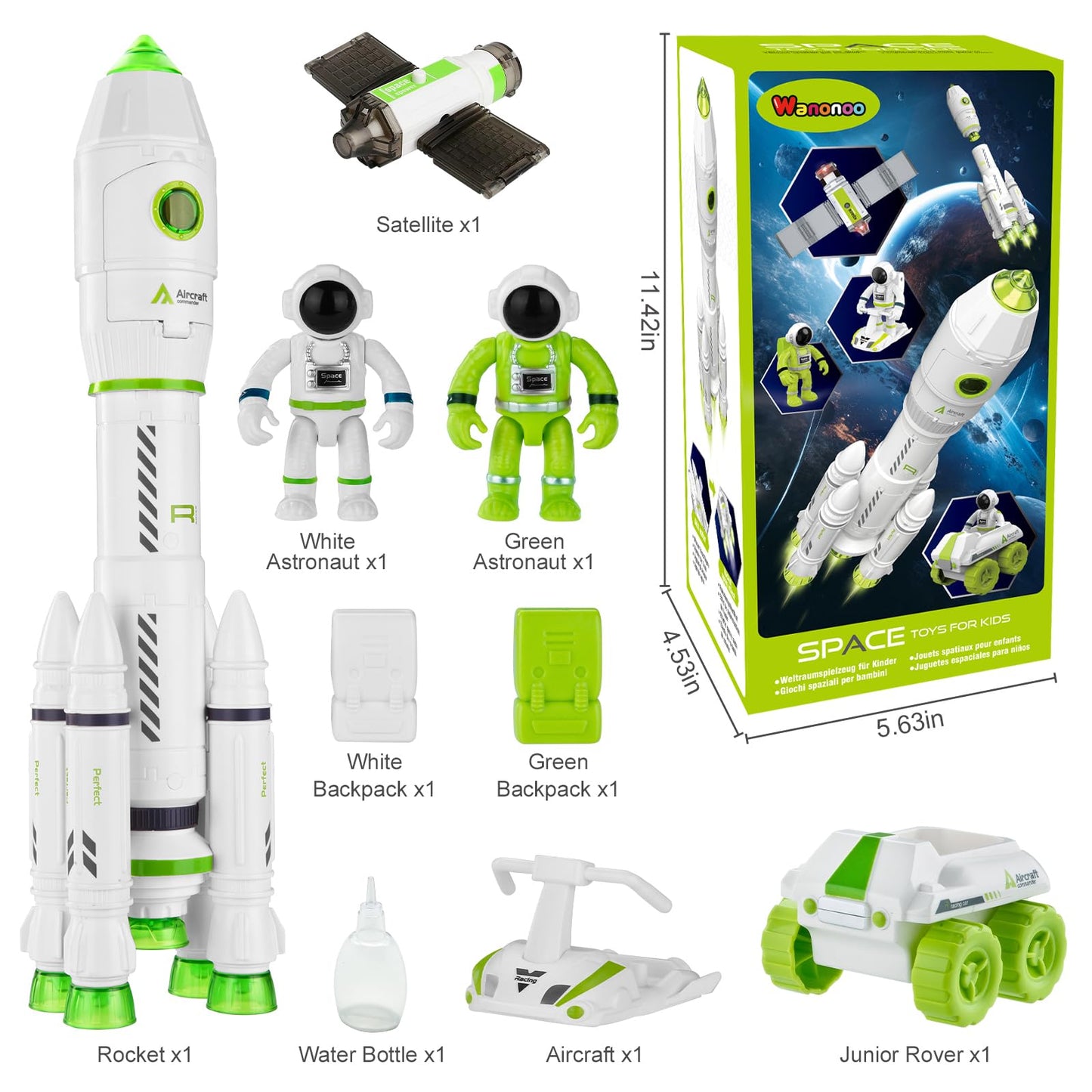Wanonoo Rocket Space Toys with Lights & Sound – STEM Space Playset for Kids 3-8