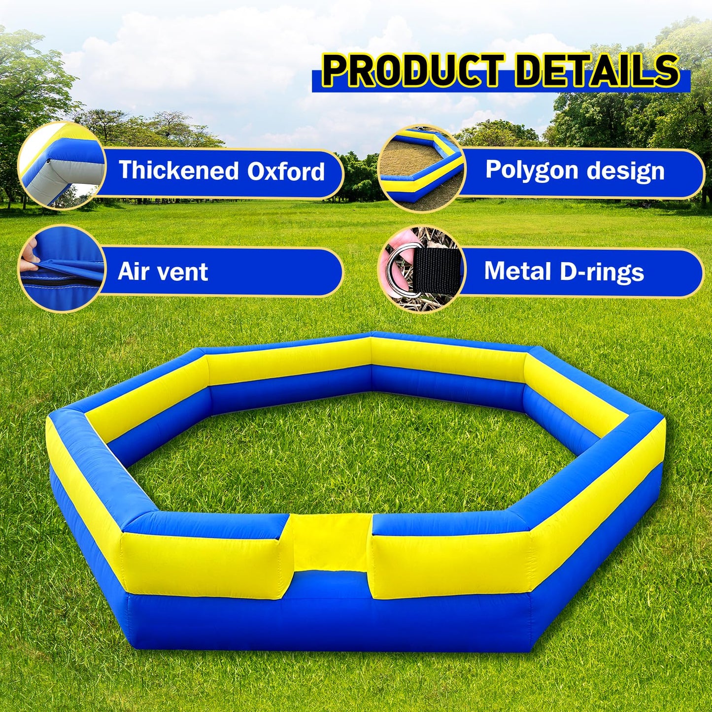 WARSUN 15Ft Gaga Ball Pit – Portable Inflatable Gaga Ball for Indoor & Outdoor Fun