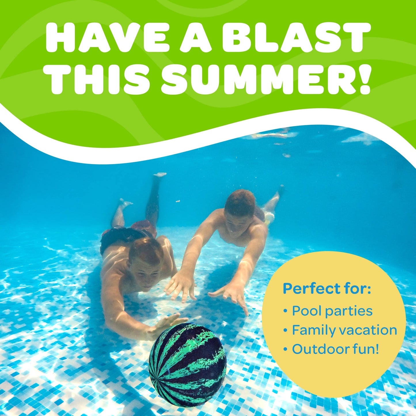 Watermelon Ball – Durable Underwater Pool Toy for Teens & Adults | Pool Games & Backyard Fun