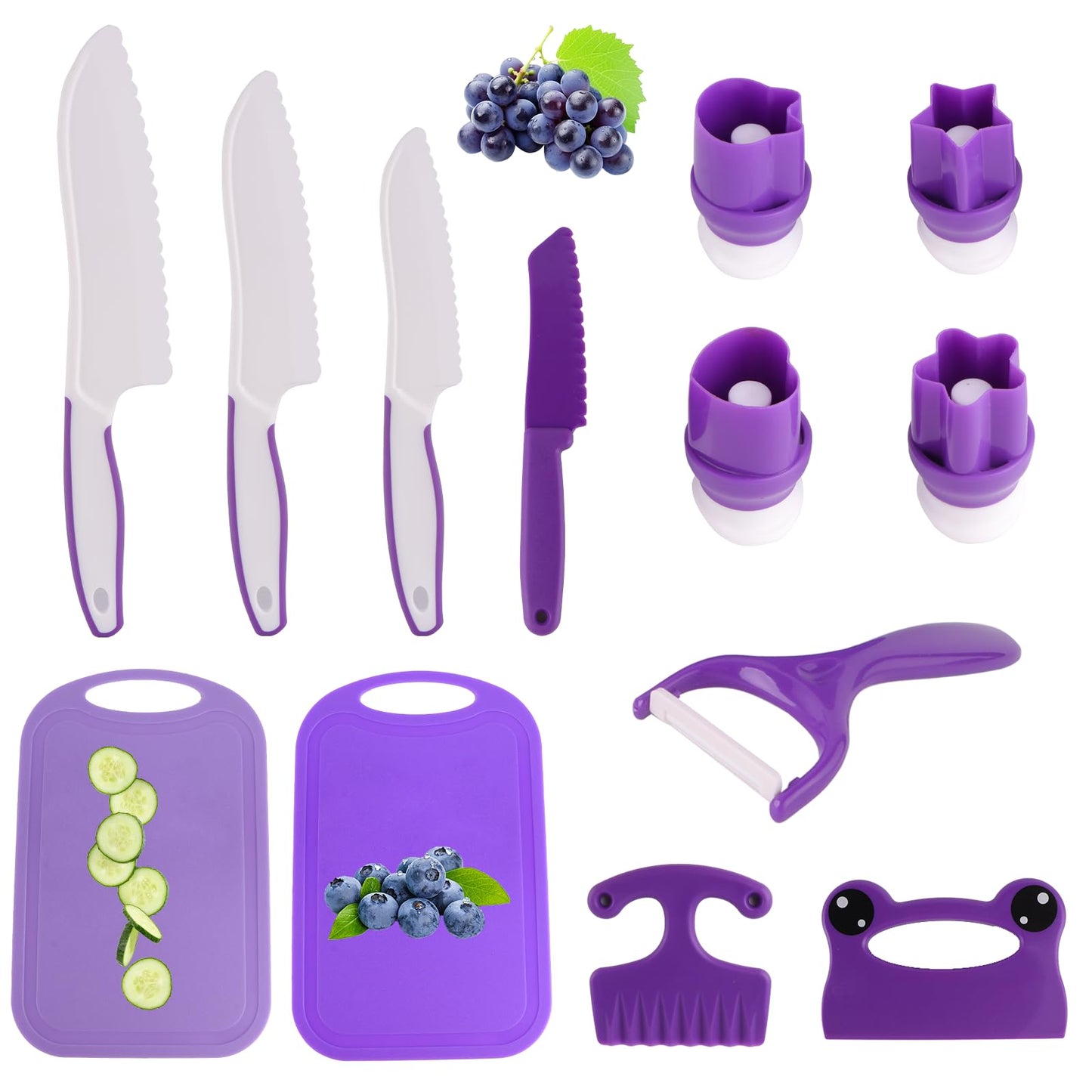 WaterSummer Montessori Kids Knife Set for Real Cooking – Safe Kitchen Tools for Ages 4-10