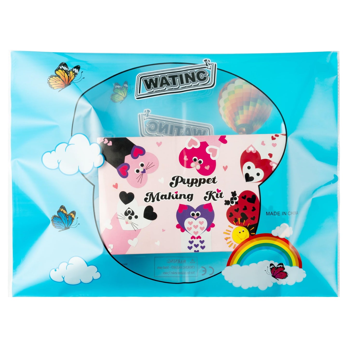 WATINC 6Pcs Hand Puppet Kit – DIY Felt Puppets with Pompoms and Googly Eyes