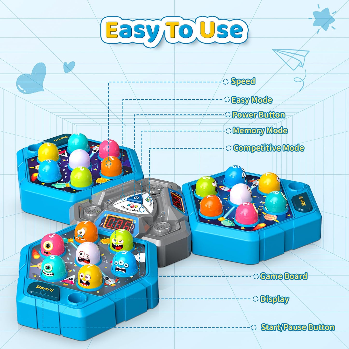 WAYKEE Whack a Game Mole — Interactive Multiplayer Toy for Kids Aged 3-12