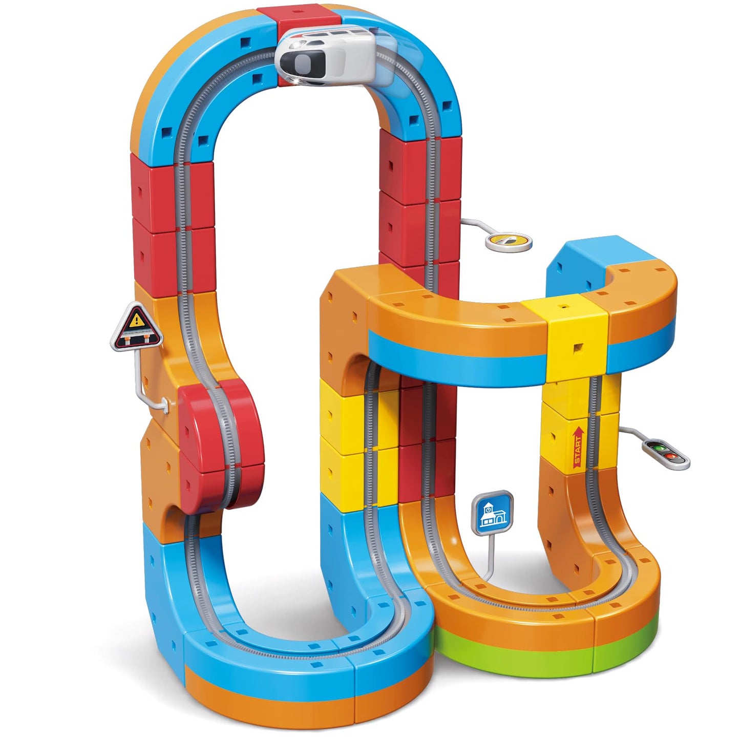 Wdebay Klick Rail Electric Train Set – 3D Modular Track for Kids 3–8, 48 Pcs, Anti-Gravity