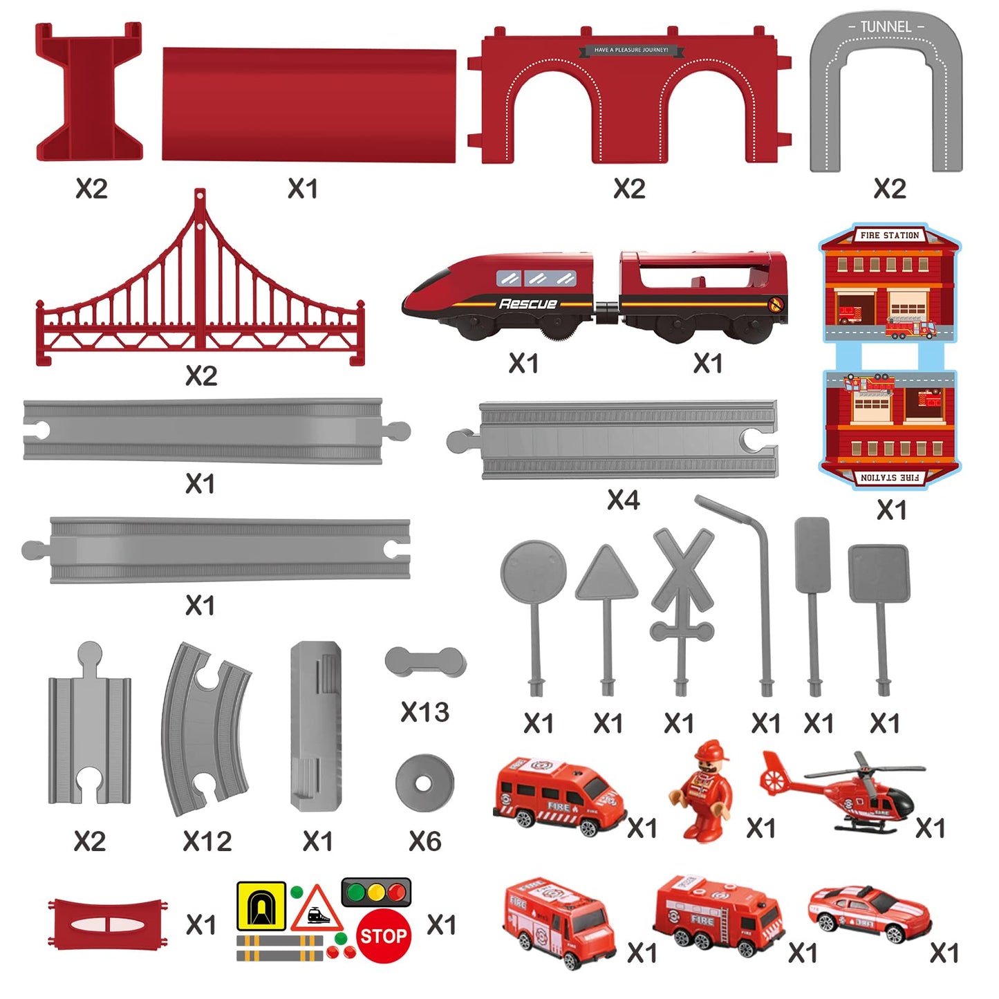 Wdmiya Deluxe 66-Piece Train Playset with Magnetic Tracks