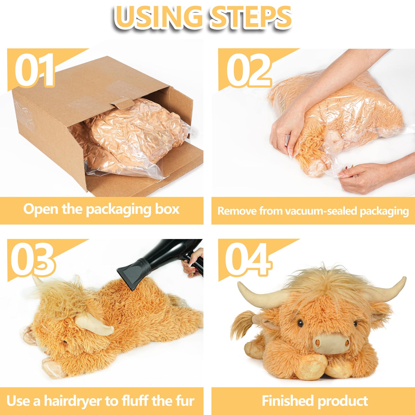 WDXDSOB Weighted Highland Cow Plush – 21.6 Inch, 4.2 Lb Cuddle Toy for Kids & Adults