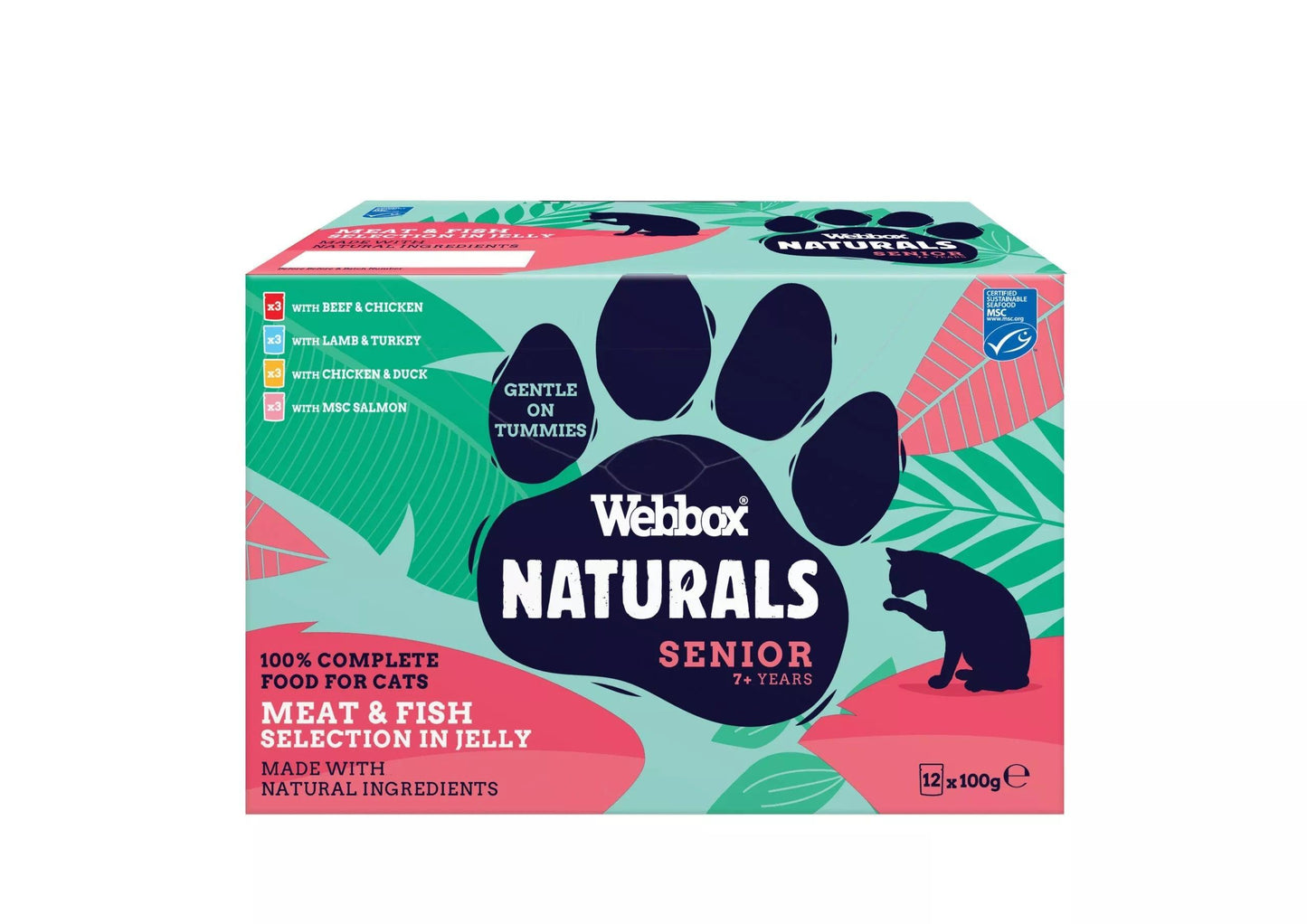 Webbox Naturals Cat Senior 7+ Mixed in Jelly Pouches 100g x 56