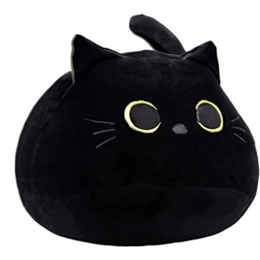 WeBingo Black Cat Plush Toy 16'' – Giant Soft Cat Pillow for Home & Gift