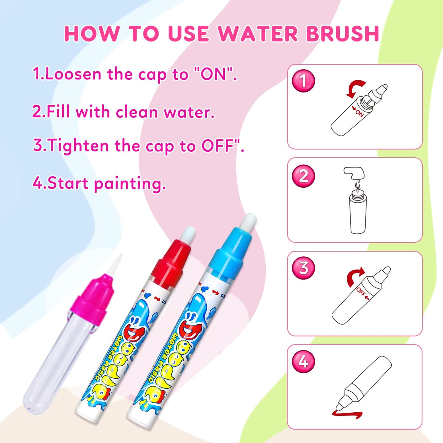 Wedopro 48x32 Water Doodle Mat – Mess-Free Toddler Drawing & Learning Toy