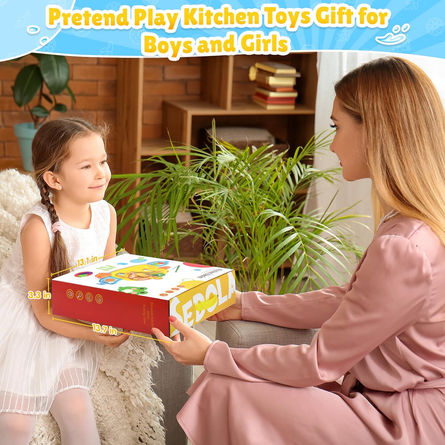 WeeHomm Play Sink with Running Water – 3-in-1 Kids Kitchen Sink Toy