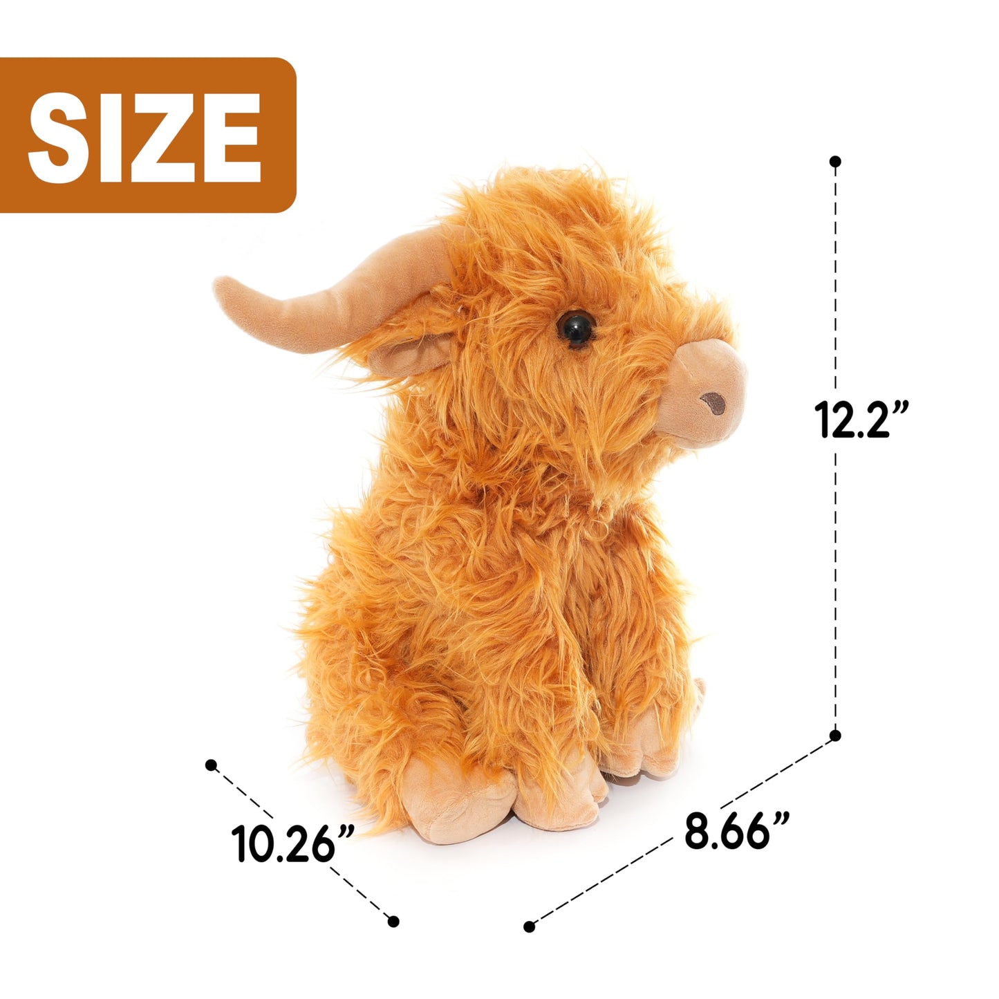 WEIGEDU Highland Cow Plush – 12-inch Stuffed Animal with Horns for Kids & Collectors