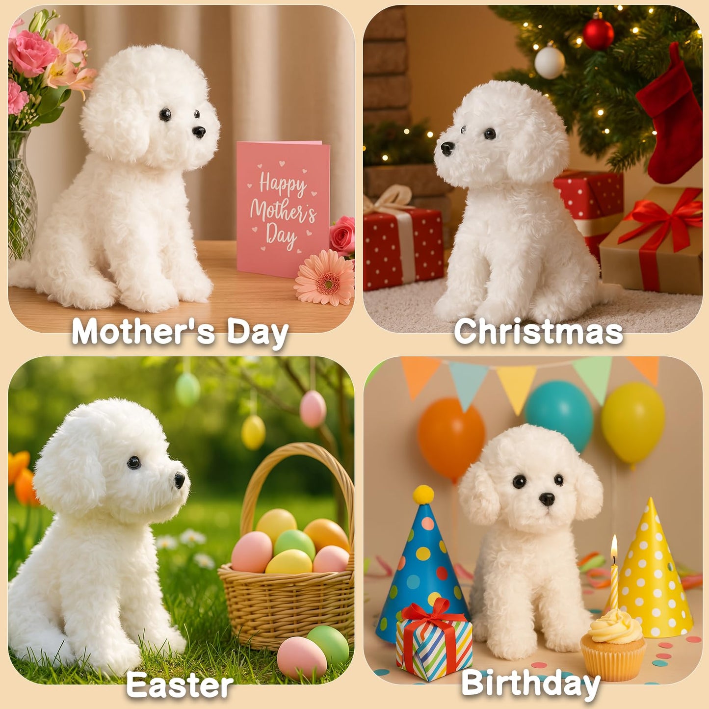 WEIGEDU White Toy Poodle Plush – 12.6-Inch Cuddle Puppy for Kids & Babies