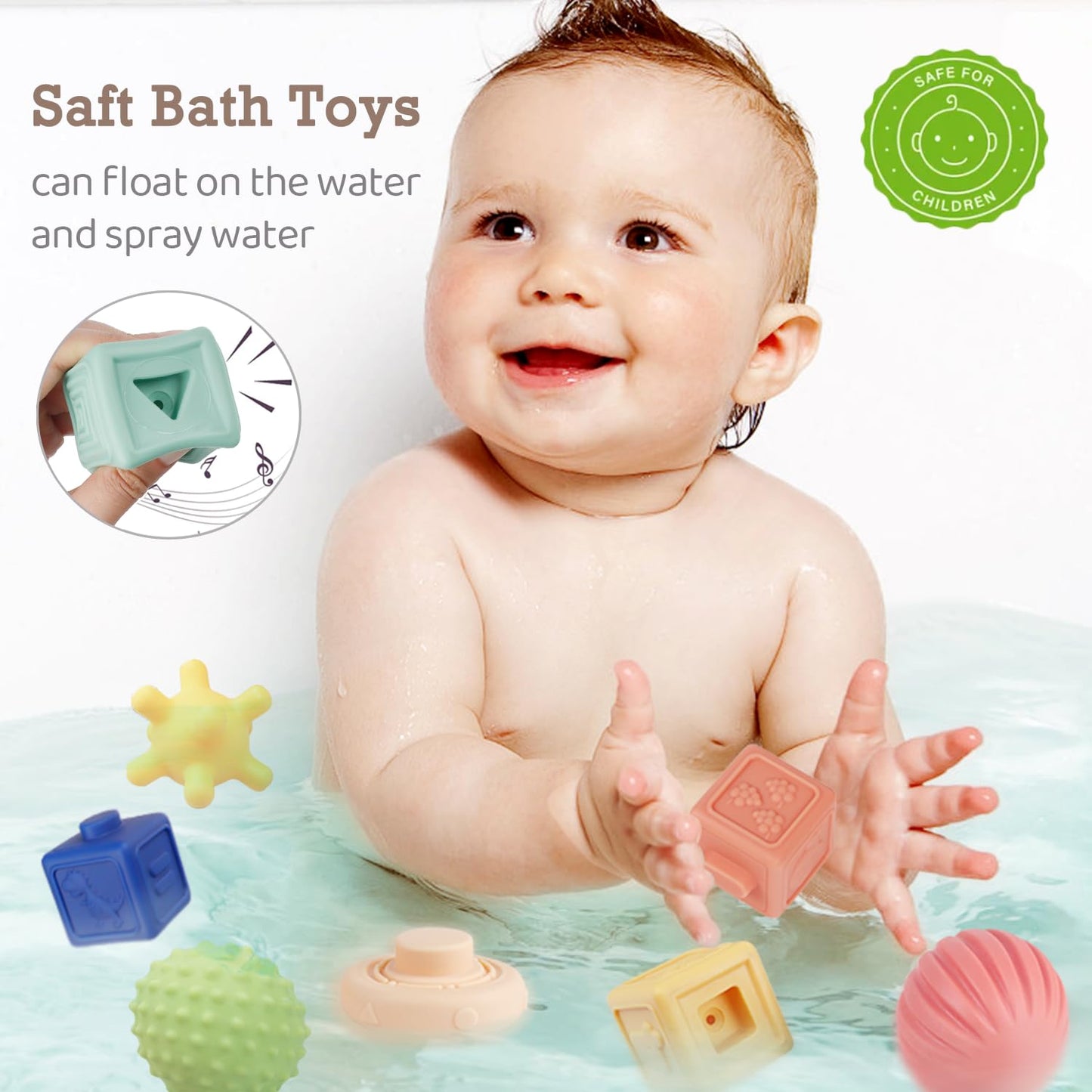 Weilim Montessori Soft Stacking Blocks 3-in-1 Baby Toy Bundle | Teething, Bath & Early Learning
