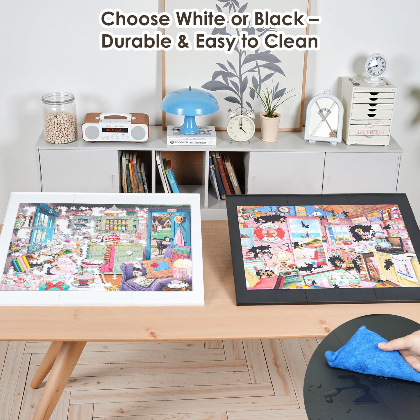 WELGEE 1000-Piece Tilting Puzzle Board with Stand – 31x24 Lightweight Puzzle Table