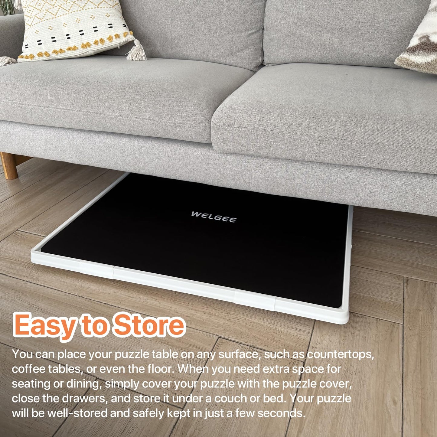 WELGEE 1500-Piece Tilt & Rotate Puzzle Board — 35x27 Portable Jigsaw Table with Drawers
