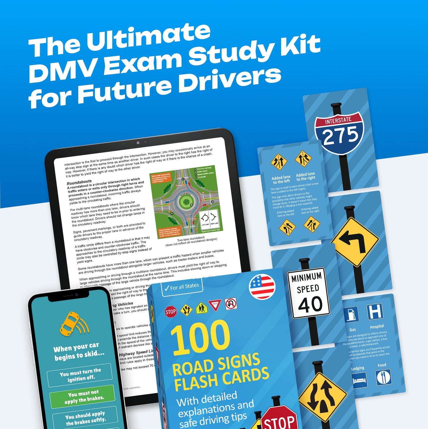 WELL BALANCED Road Signs Flash Cards – DMV Permit Test Prep