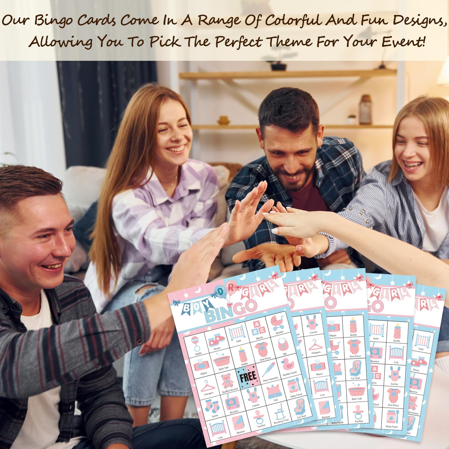 wenhihsiy Gender Reveal Bingo Cards – 24-Player Neutral Party Game for Baby Showers