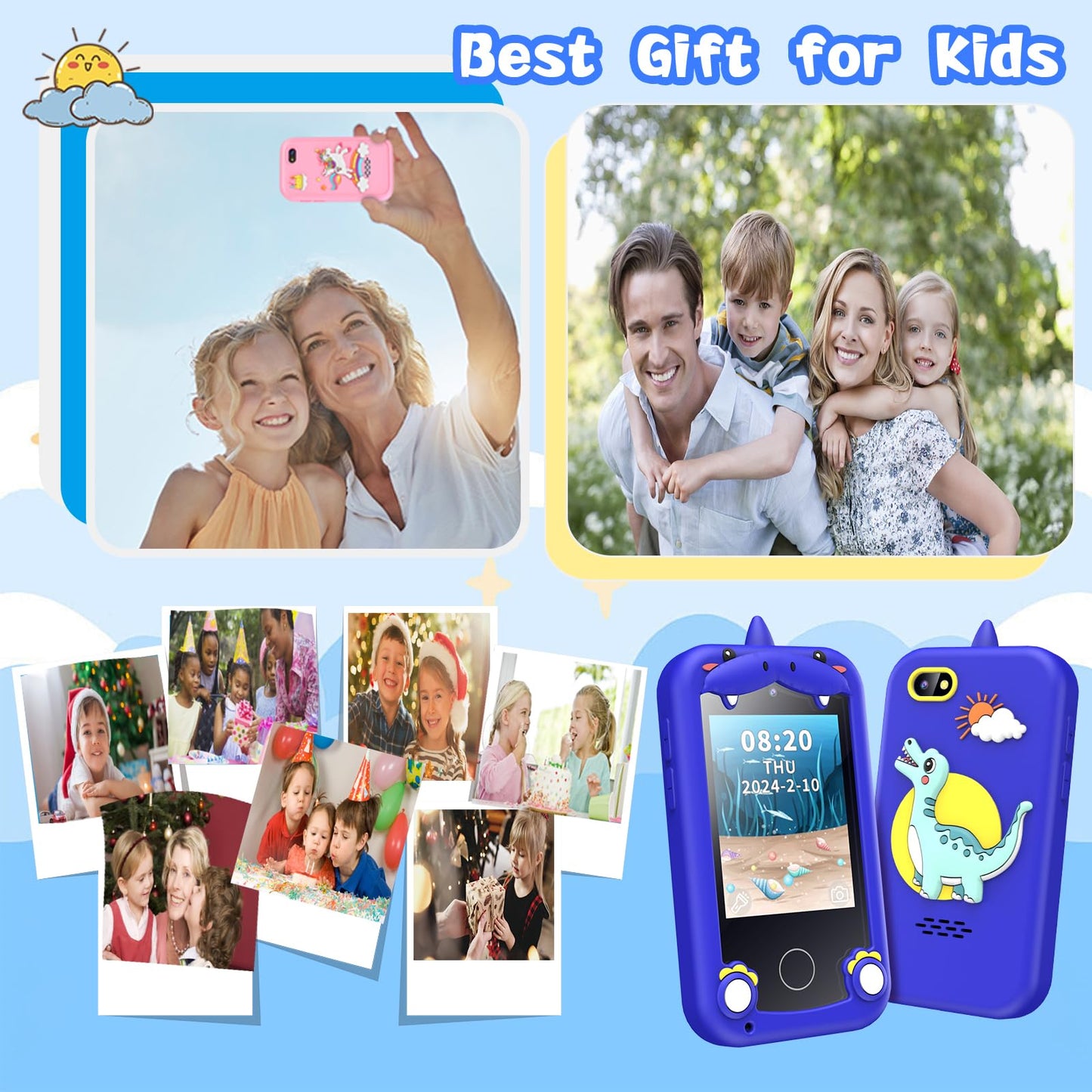 WEOLULI Kids Phone: Educational Smartphone Toy for 3-10 Year Olds – Camera, Games, Music