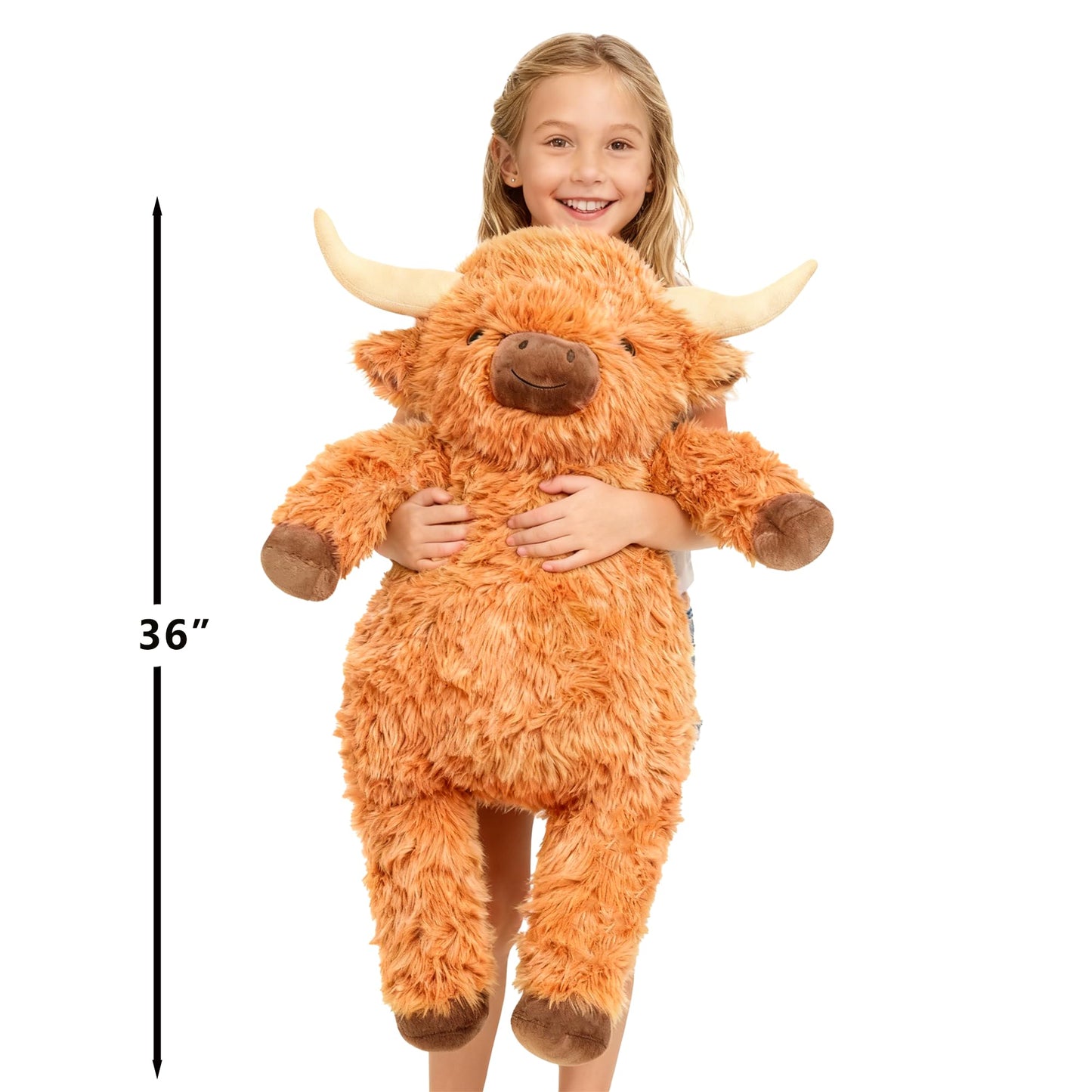 Wepop Giant Highland Cow Plush – 36in Cuddly Stuffed Animal for Gifts & Decor