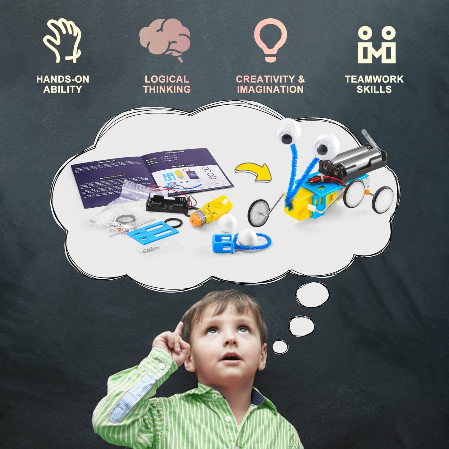 WESAYEE Science STEM Kits for Kids 8-13 — 6-in-1 Robotics & Coding DIY Projects
