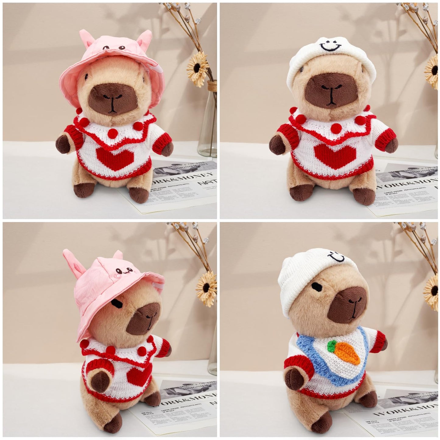 WESOPAN Capybara Plush Toy - 23/30/35 cm Pink Cuddly Stuffed Animal | Gift for Kids