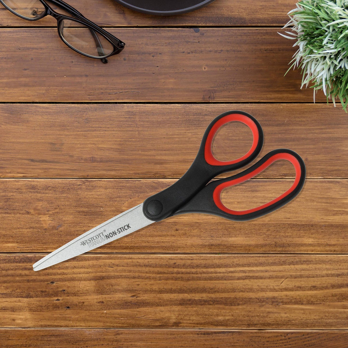 Westcott 8-Inch Titanium-Bonded Non-Stick Scissors, 2-Pack - Black and Red