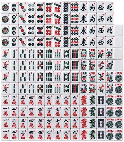 Westinghouse 166-Tile American Mahjong Set with Red Phoenix Soft Bag – 4-Color Pushers, Travel Case