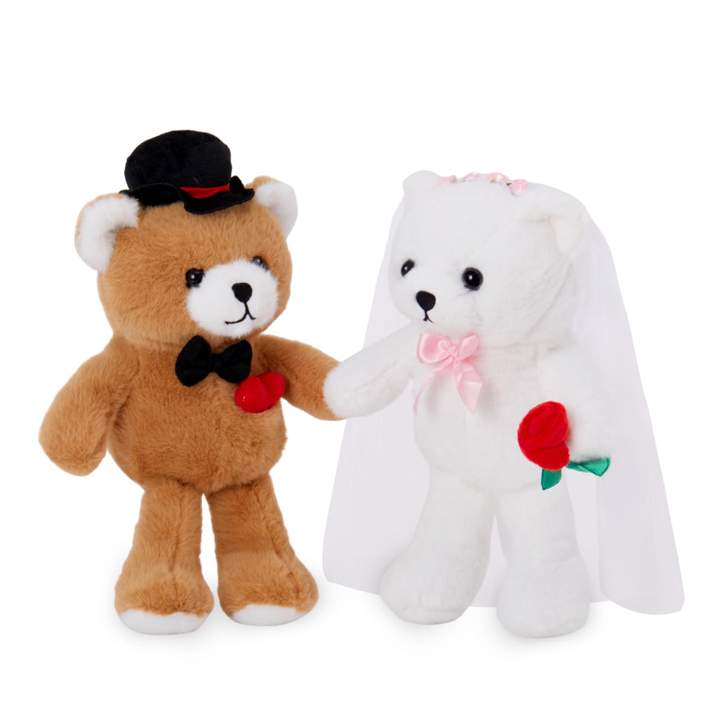 WEWILL 2-Piece 10-Inch Wedding Teddy Bears – Bride & Groom Plush Dolls