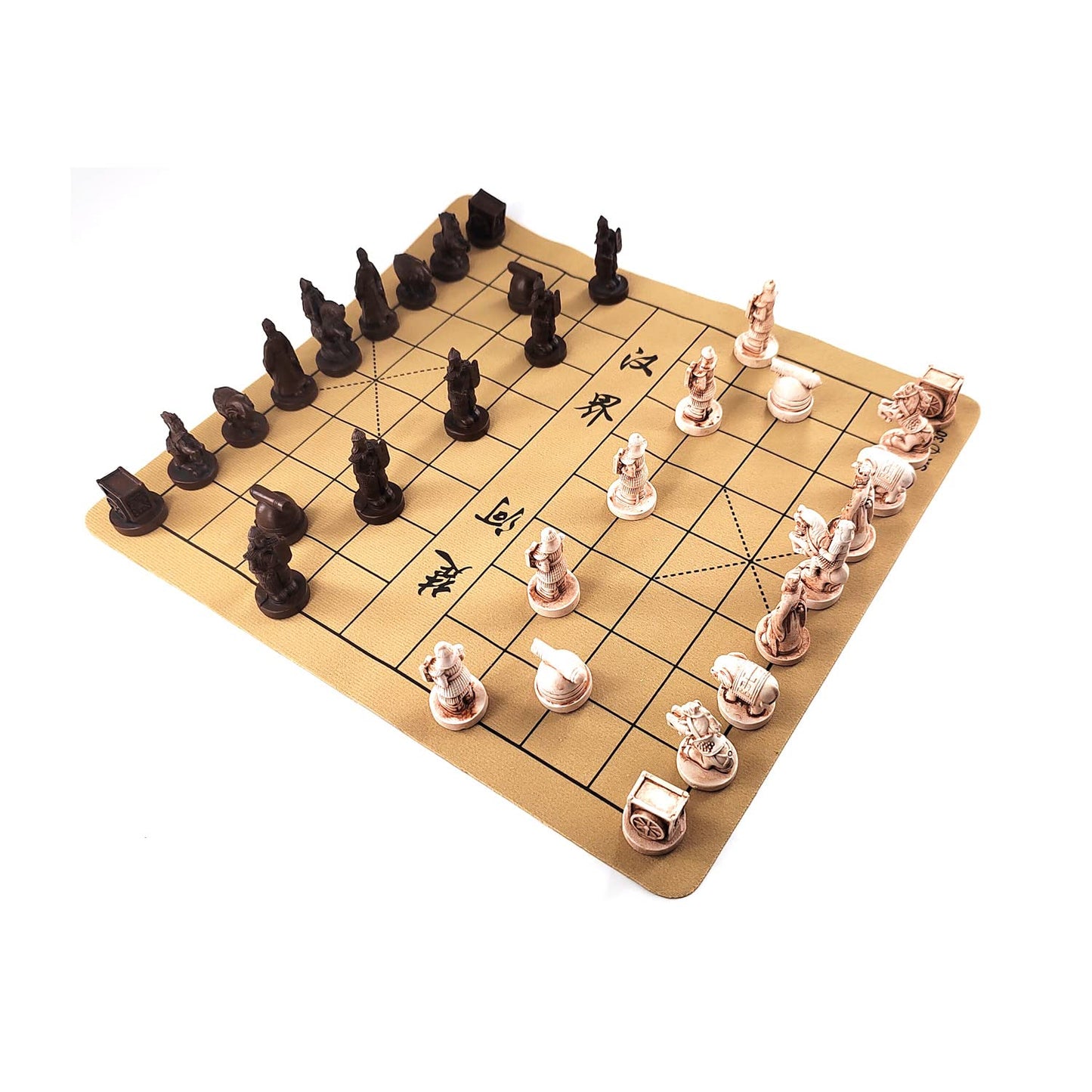 weyheng Traditional Chinese Xiangqi Portable Chess Set – Resin Pieces & Leather Chessboard
