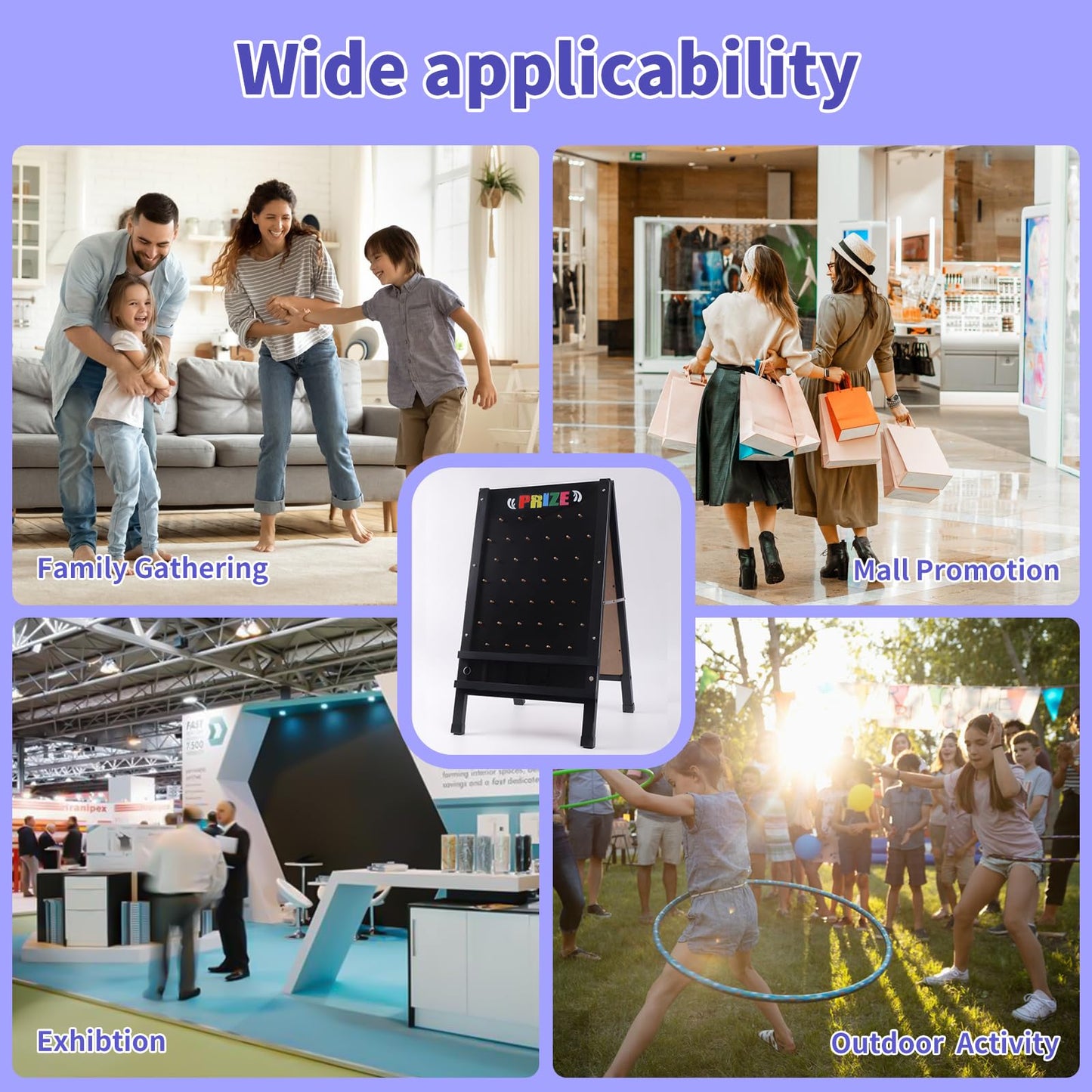 Wfunrite Prize Drop Game Board – Double-Sided 15.7 x 27.5 in A-Frame Sign with 10 Discs & Chalk Set