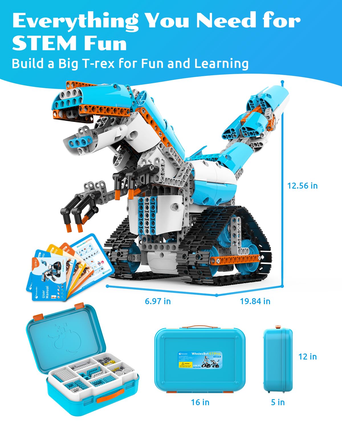 WhalesBot E7 Pro Coding & Remote Control Robot Kit for Kids 8-16 | Scratch, Python, STEM