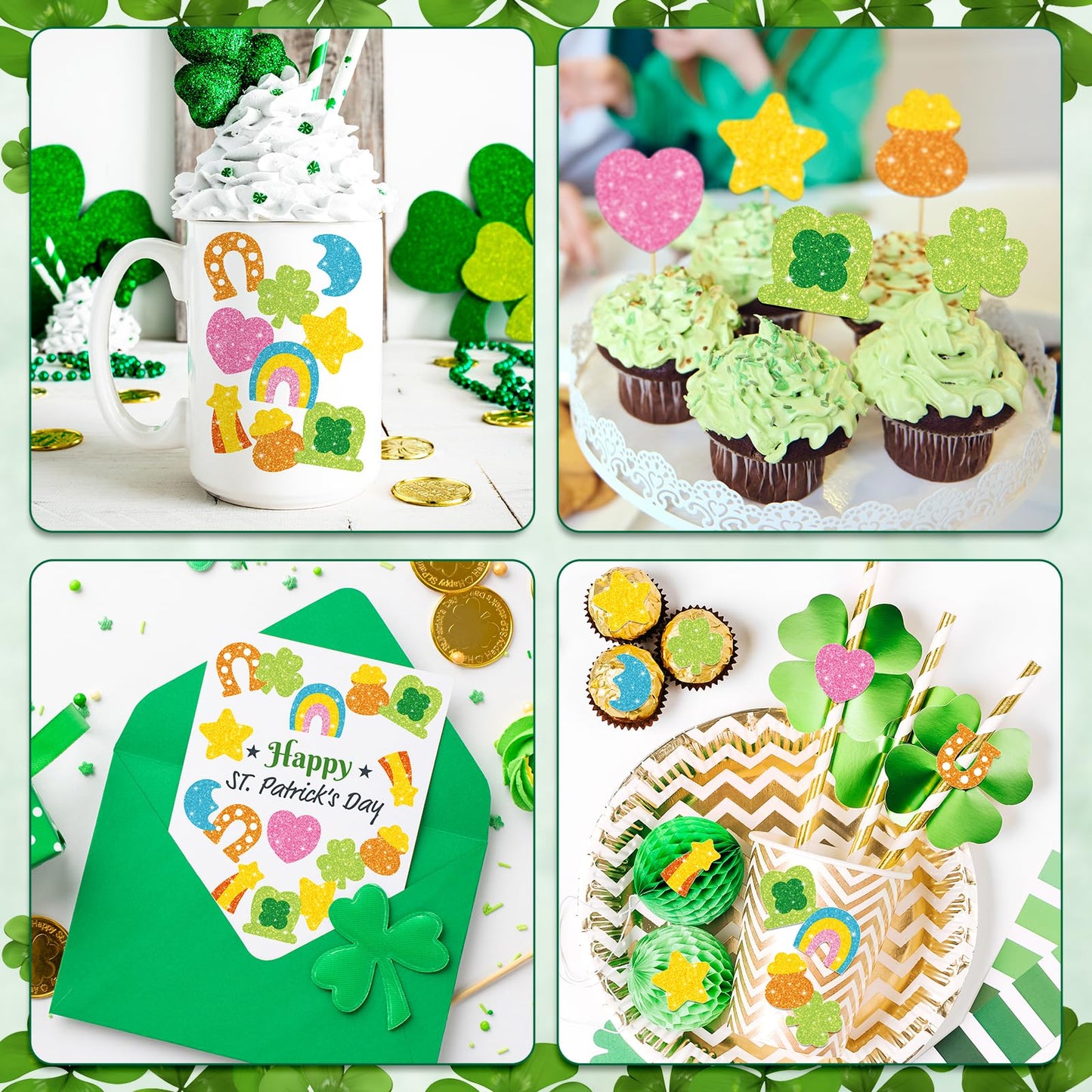 Whaline St. Patrick's Day Stickers Roll – Holographic Lucky Charms, 500 Pcs