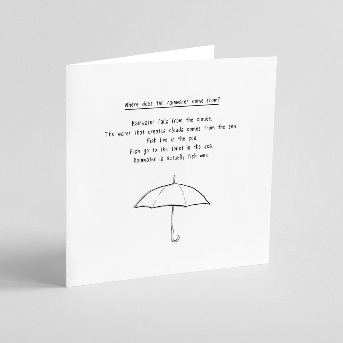 Funny Science Card – Cute Kawaii Water Cycle Card With Quirky Facts