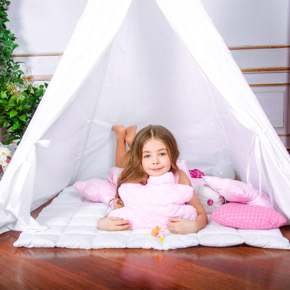 Wilhunter Kids Teepee Tent with Star Lights – Indoor Playhouse