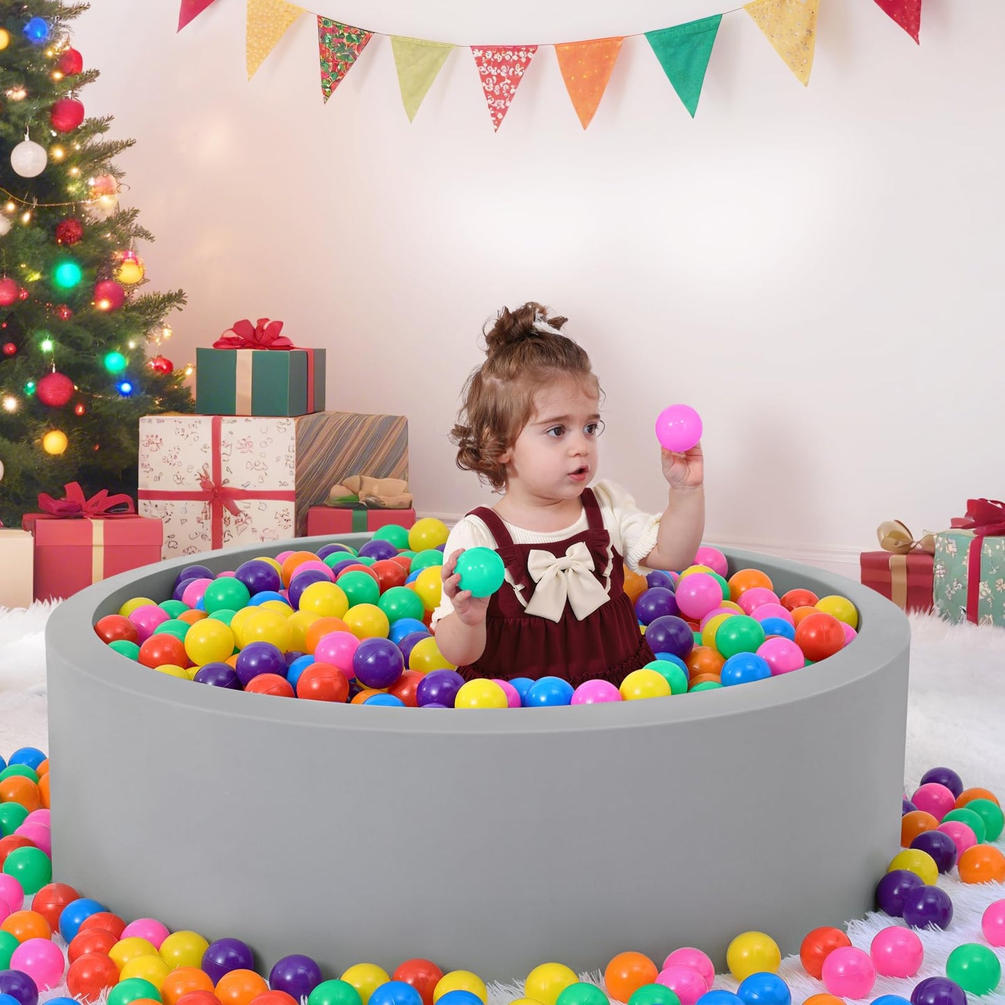 Wilwolfer Foam Ball Pit for Toddlers – 100 Balls, Soft Memory Foam Playpen