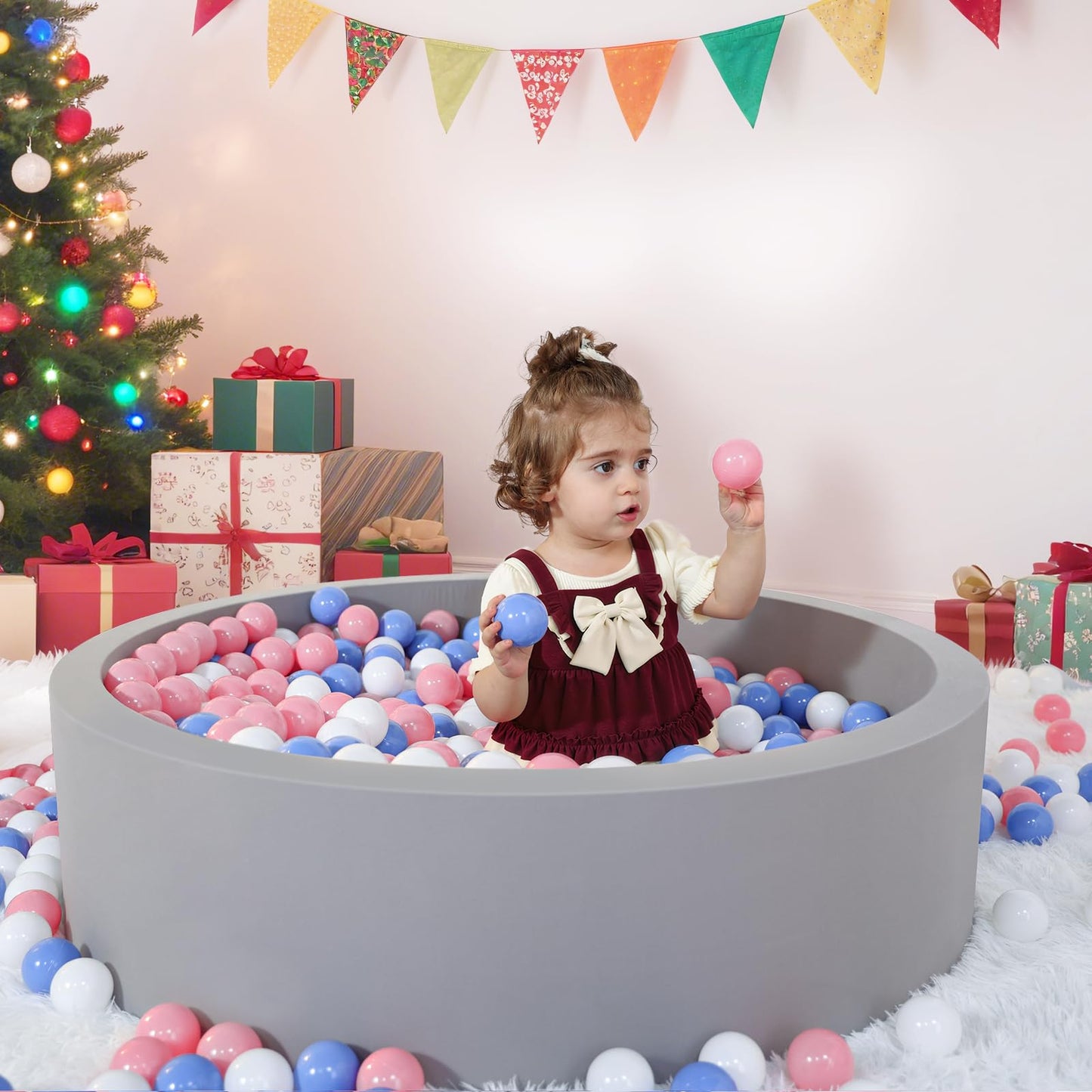 Wilwolfer Foam Ball Pit for Toddlers — 100 Balls, Large Baby Playpen (Indoor/Outdoor)