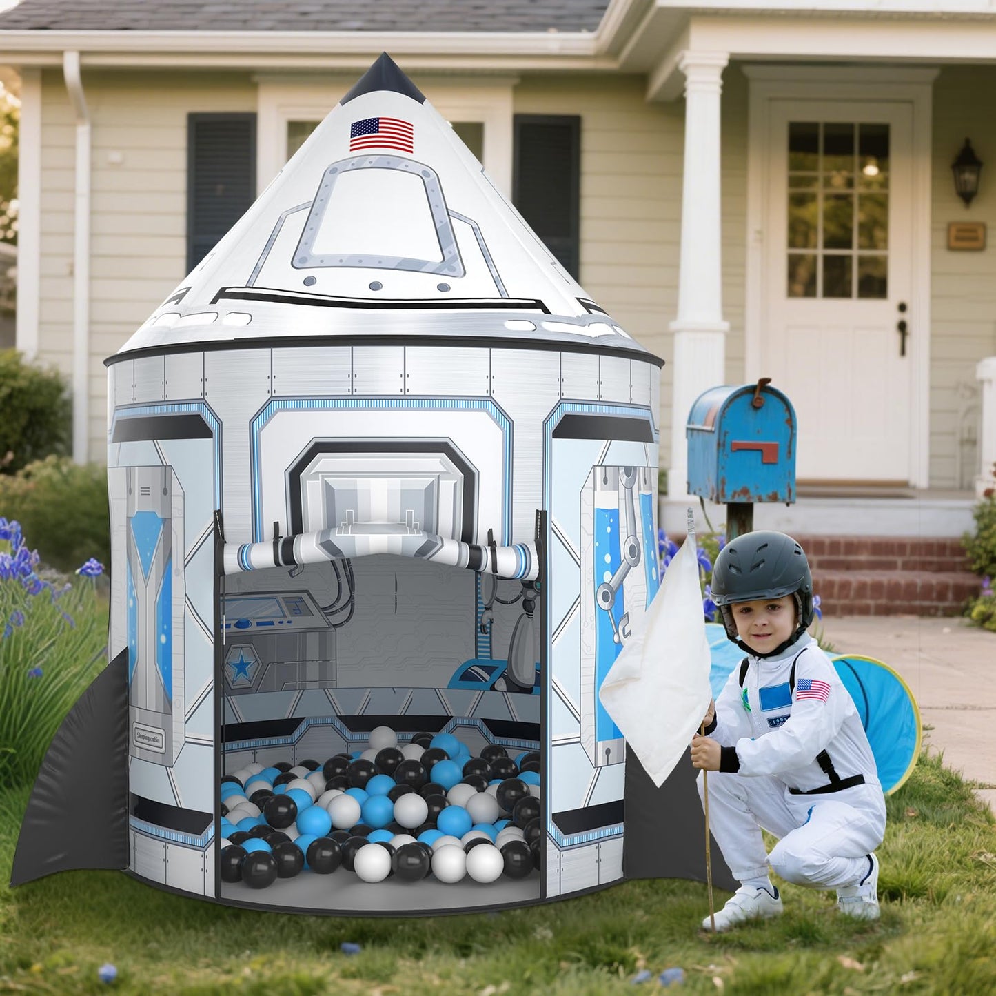 Wilwolfer Rocketship Tent for Kids – Space Toys, Indoor/Outdoor Play, Boys Room Decor