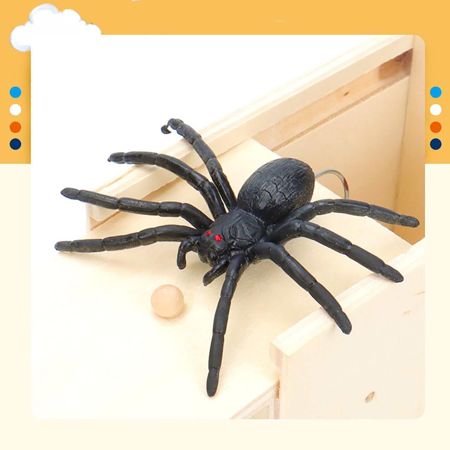 Winbar Rubber Spider Trick Box – Handmade Wooden Prank Box for Surprises