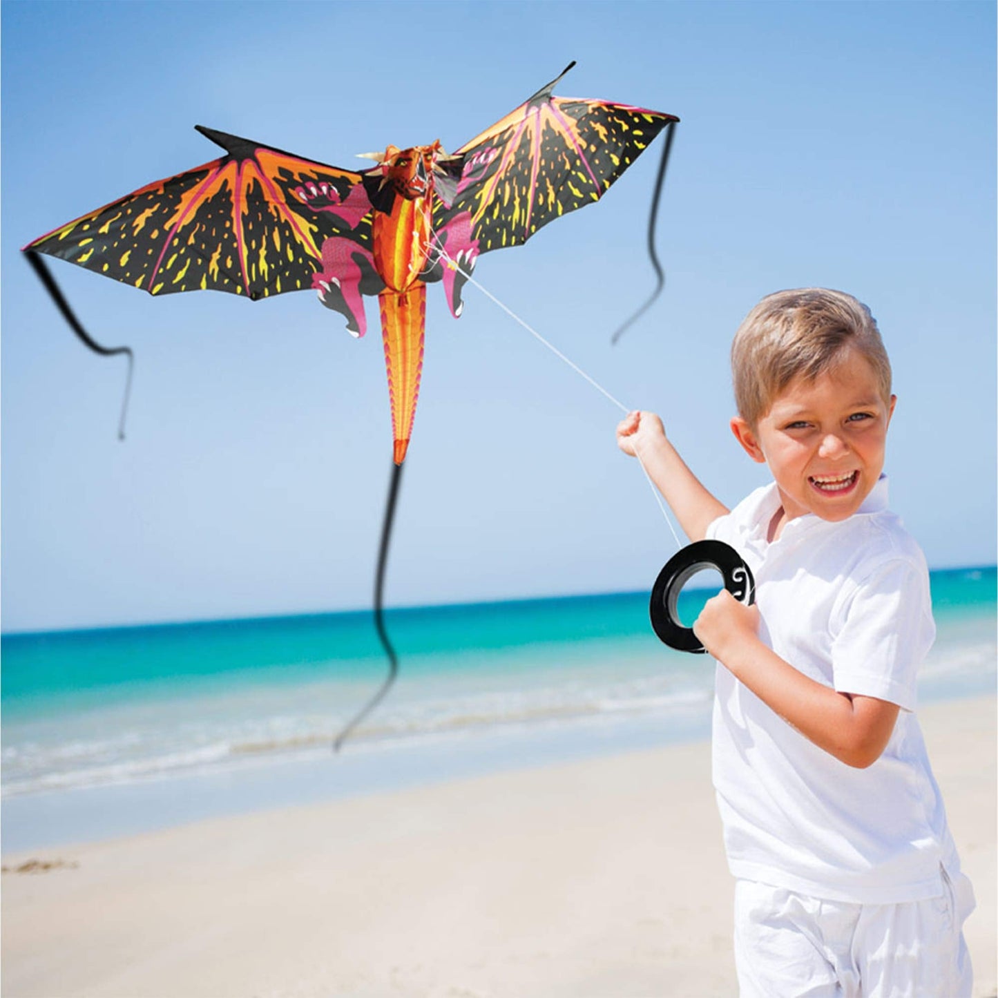 WindNSun Super Size 3D Green Dragon Kite - 76in Wide, Durable Fiberglass Frame & Ripstop Nylon