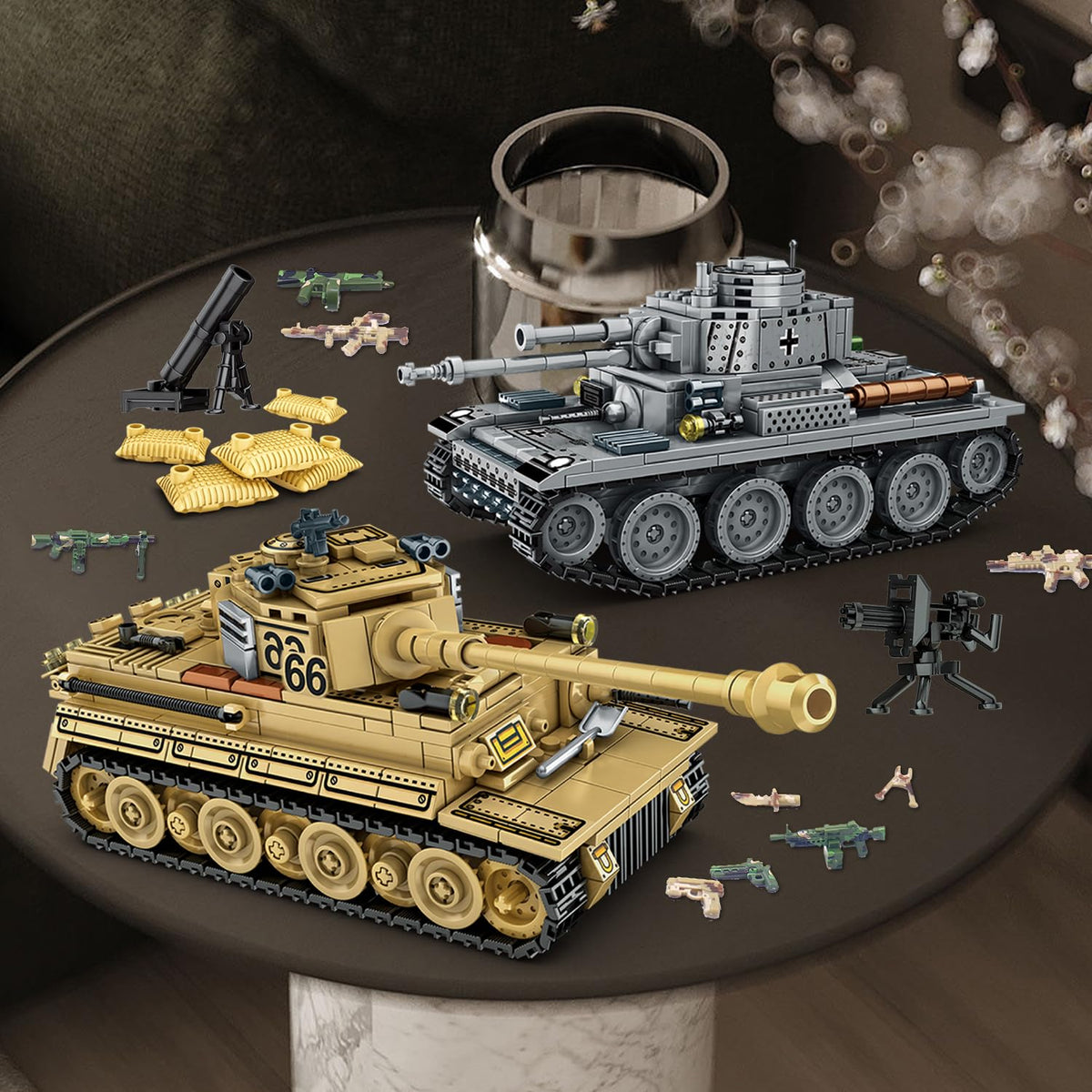 WINGIFT 1030-Piece WW2 Army Tank Set: Panzer 38(t) & Tiger Tank Models for Collectors and Family Builds