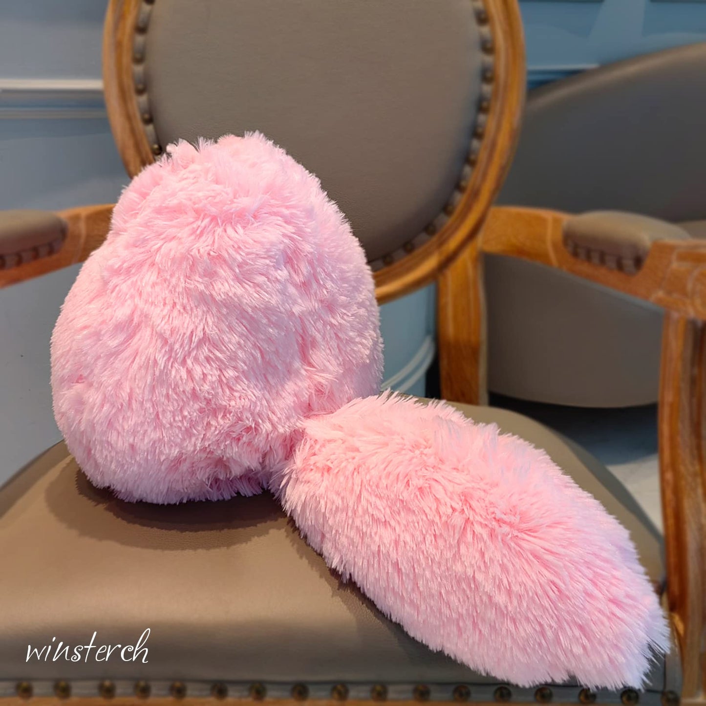 Winsterch Pink Cat Plush Toy — Soft Stuffed Cat for Kids, 9.5 x 7.5 x 10 in