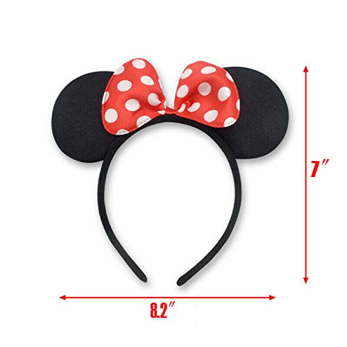 Winvin 24-Piece Mouse Deluxe Ears Headband Set – Black & Red Bow Party Favors