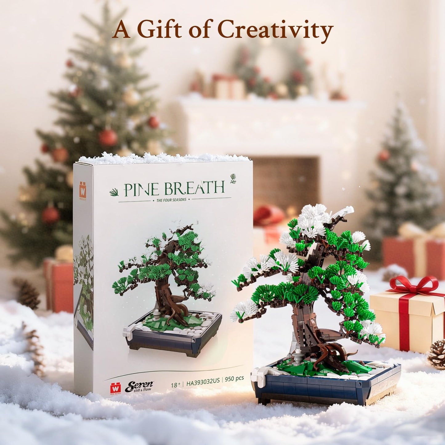 Wise Block Botanicals Pine Bonsai Tree Building Set – 2-in-1 DIY Home Decor for Adults (953 Pieces)