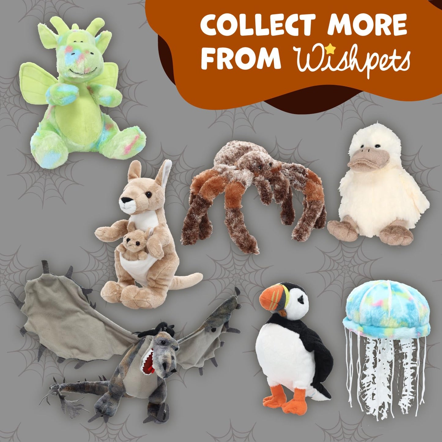 WISHPETS 9-Inch Tarantula Plush – Soft, Huggable Kids’ Toy