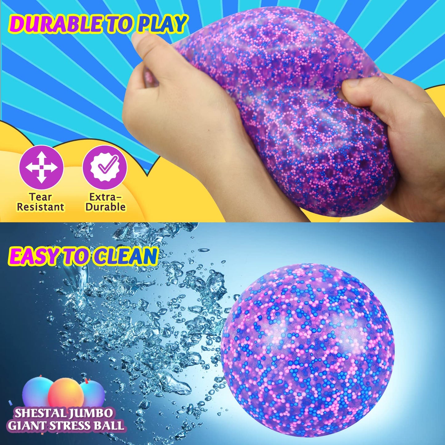 WISYME Giant 4-Inch Stress Ball for Adults – Anxiety Relief Fidget Toy