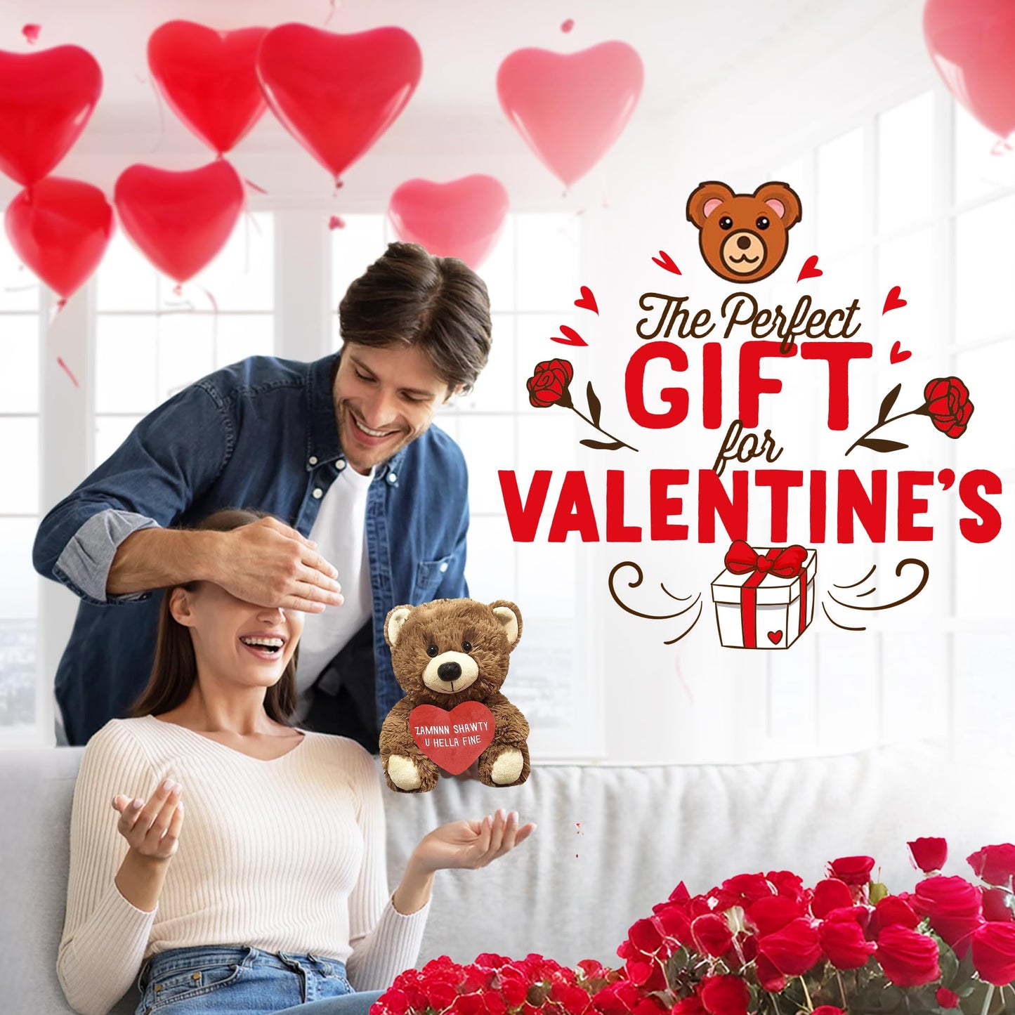 Zamnnn Shawty U Hella Fine 10 Inch Teddy Bear & Gift Bag | Funny Witty Bears Gift