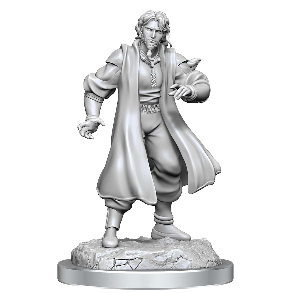 WizKids Critical Role Unpainted Miniatures – Male Human Sorcerer Merchant & Tiger Demon (2-Pack)