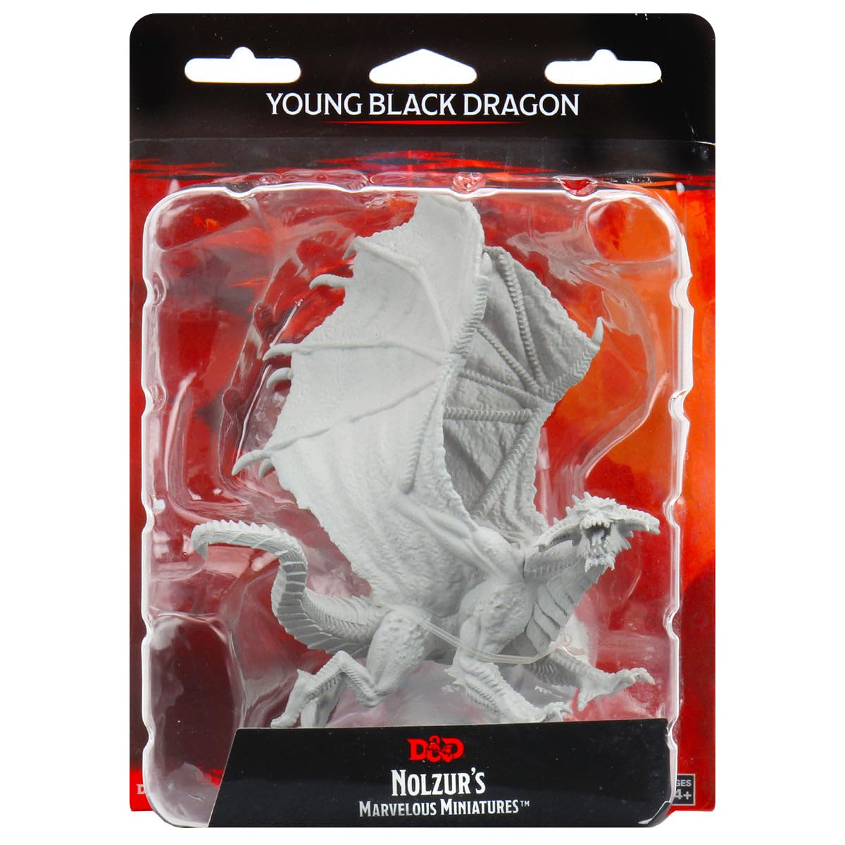 WizKids D&D Nolzur's Marvelous Miniatures: Young Black Dragon – Primed & Ready to Paint