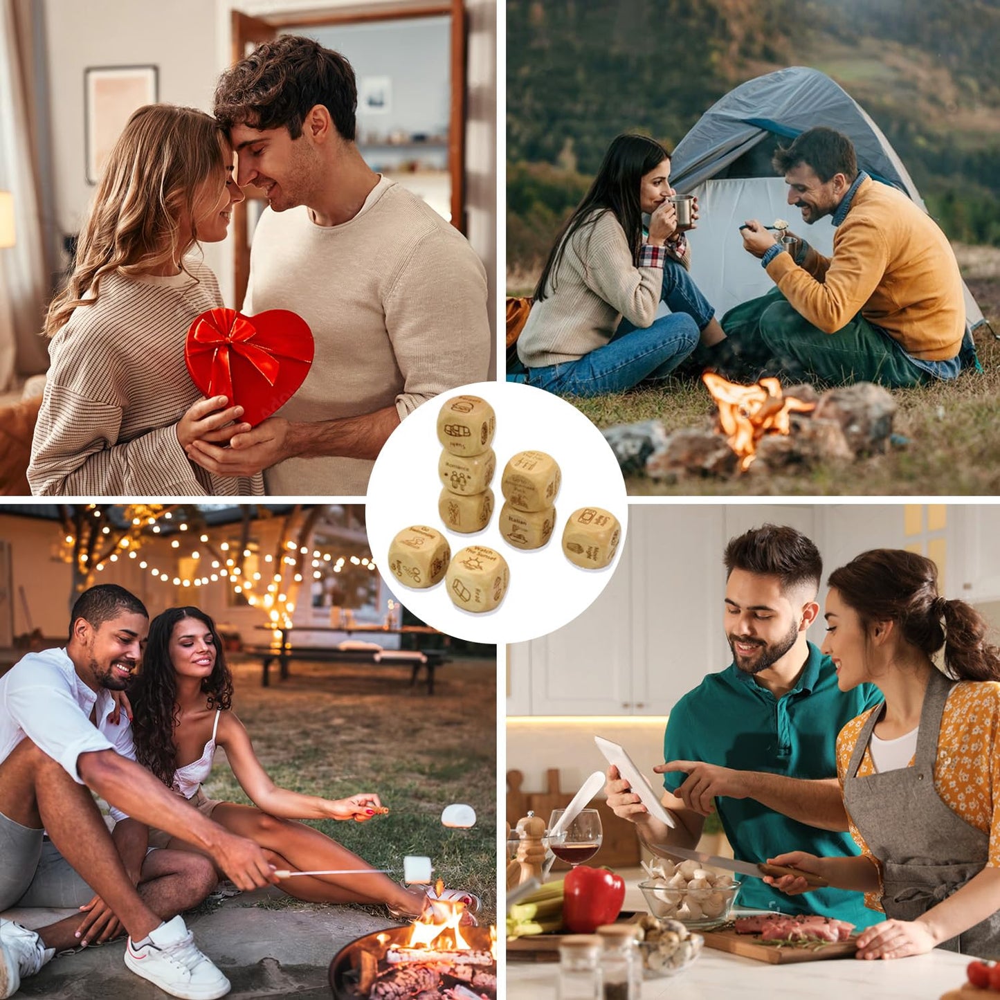 WLHAG Date Night Dice Set — 8-Piece Wooden Couple’s Gift