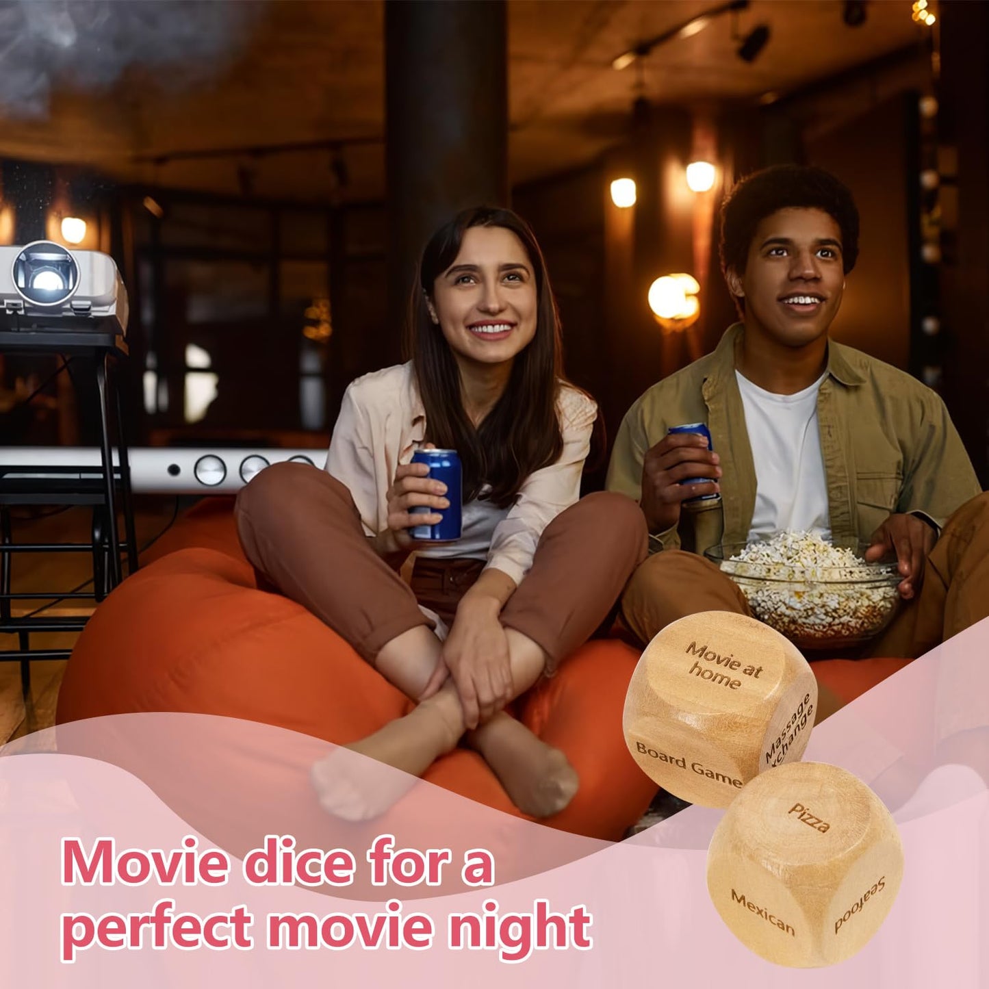 WLHAG Date Night Dice Set for Couples – 5-Piece Wooden Relationship Game